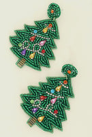 CHRISTMAS TREE SEED BEAD EARRINGS