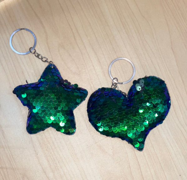 TEAL/BLUE SEQUIN KEYCHAIN